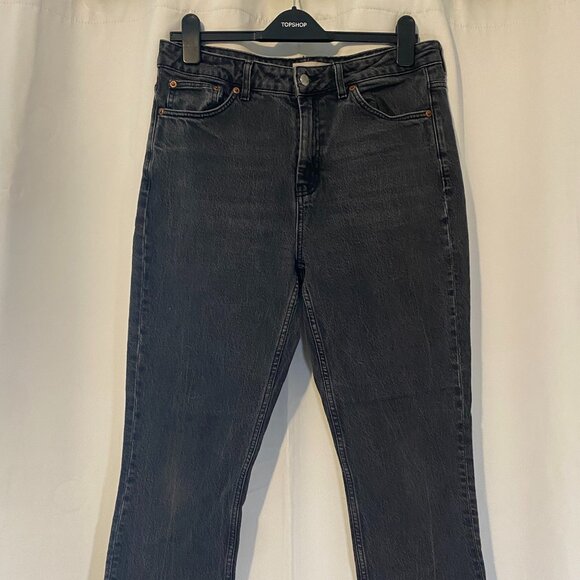 Topshop Black Straight Leg High-Waisted Jeans. W34/L32 - Picture 1 of 4